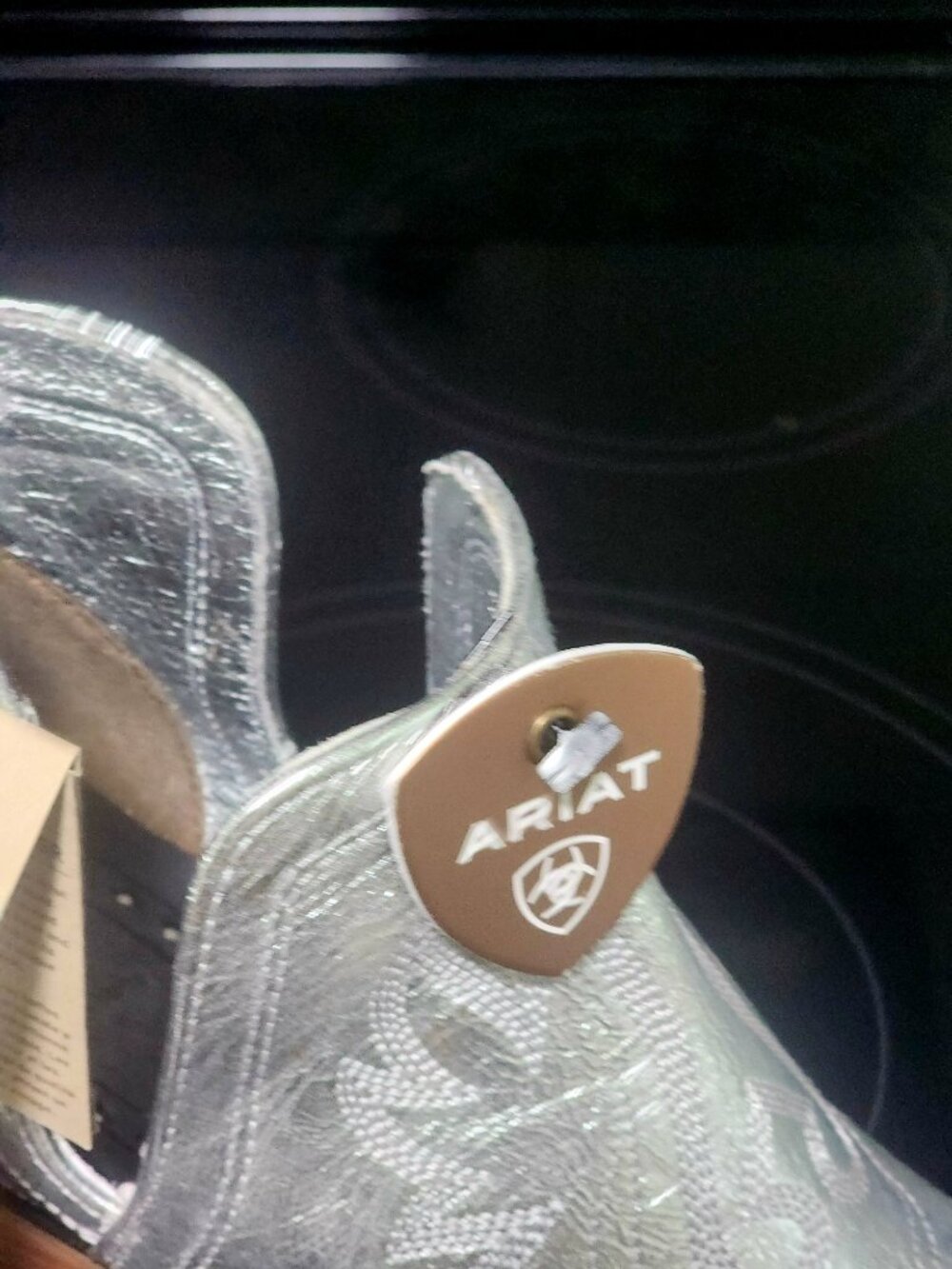 Ariat" Size 9M"  Women's Dixon Western Booties - Snip Toe" Silver" Brand NWT" - Picture 8 of 9